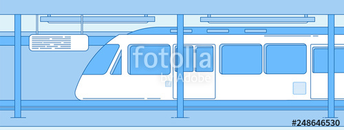500x190 Subway Train Underground Empty Station With Metro Express Train