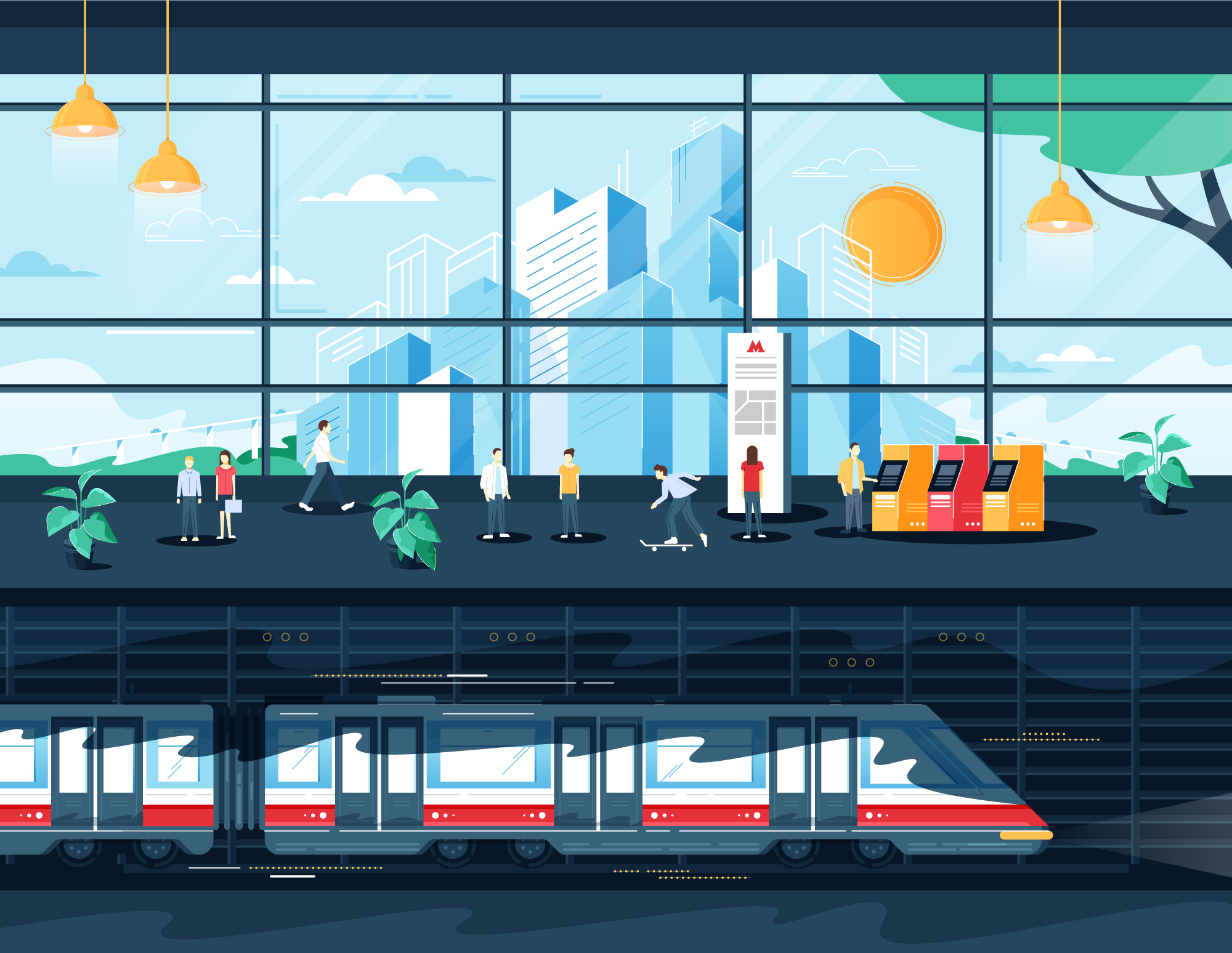 2000x1547 Subway Vector Illustration