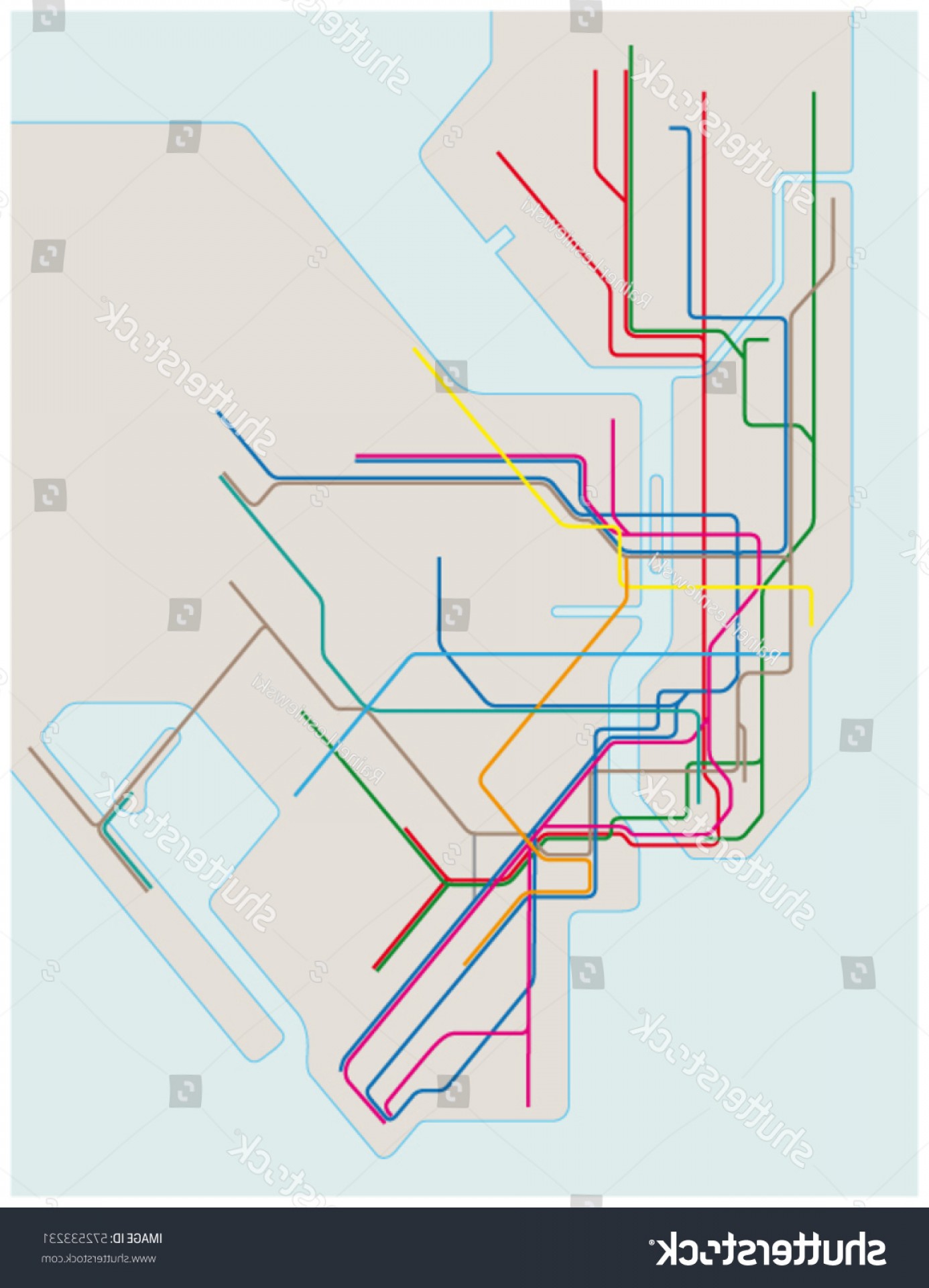1386x1920 Colored Subway Vector Map New York Handandbeak