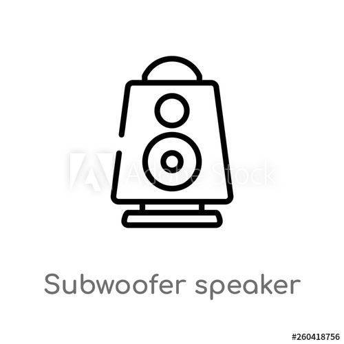 500x500 Outline Subwoofer Speaker Vector Icon Isolated Black Simple Line