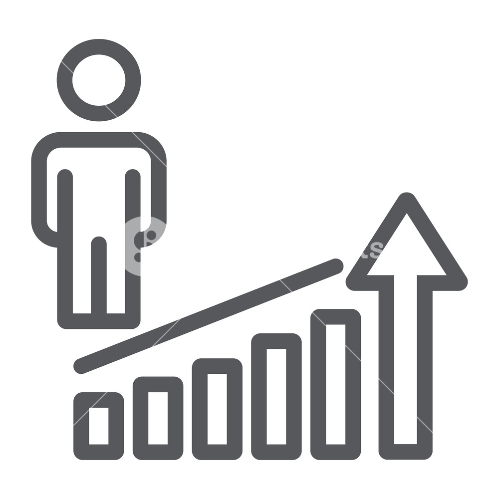 Career Rise Line Icon, Work And Progress, Person Success Sign 1000x1000 Career Rise Line Icon, Work And Progress, Person Success Sign