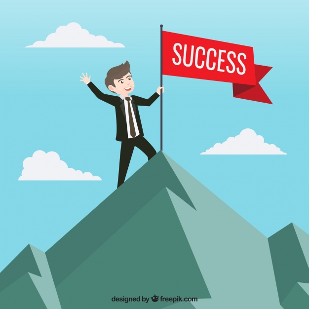 626x626 Businessman With Red Flag Of Success Vector Free Download