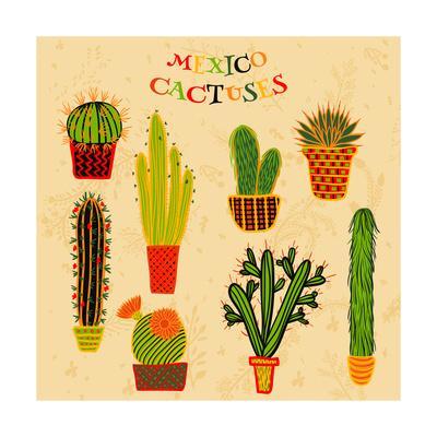 400x400 Flat Colorful Illustration Of Mexican Succulent Plants