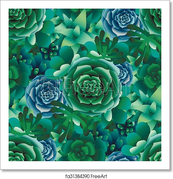 561x581 Free Art Print Of Vector Succulent Pattern Cute Succulents