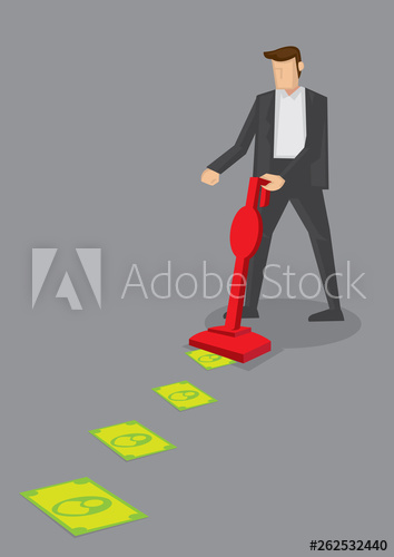 Money Sucker Metaphor Conceptual Vector Illustration 354x500 Money Sucker Metaphor Conceptual Vector Illustration