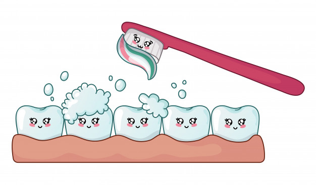 626x367 Happy Clean And Shining Kawaii Tooth With Soap Suds And Toothbrush