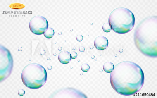 500x313 Vector Soap Bubbles Set Isolated On White Transparent Background