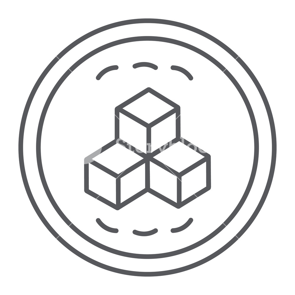 1000x1000 Sugar Thin Line Icon, Food And Sweet, Sugar Cubes Sign, Vector