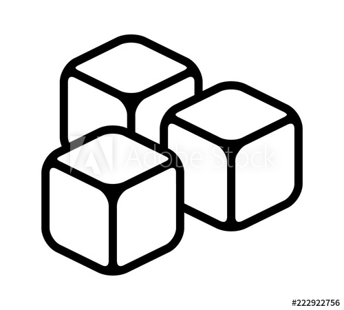 500x450 Three Ice Cubes Or Sugar Cubes Line Art Vector Icon For Apps