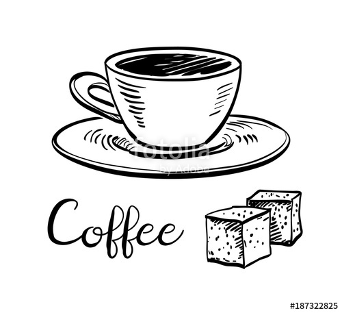 500x457 Cup Of Coffee And Sugar Cubes Stock Image And Royalty Free Vector