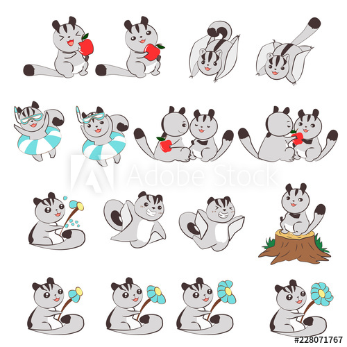 500x500 Sugar Glider Cute Character Design