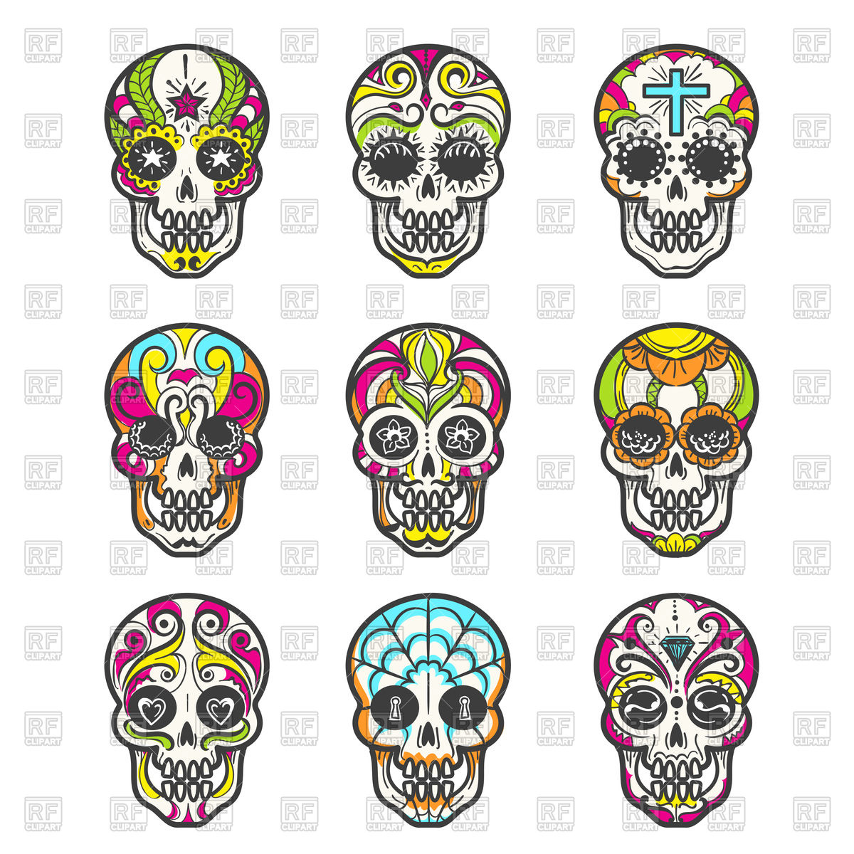Colored Sugar Skull Vector Image Of Icons And Emblems Vectortatu 1200x1200 Colored Sugar Skull Vector Image Of Icons And Emblems Vectortatu