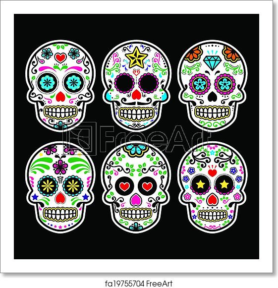 Free Art Print Of Mexican Sugar Skull Vector Icon Set 561x581 Free Art Print Of Mexican Sugar Skull Vector Icon Set