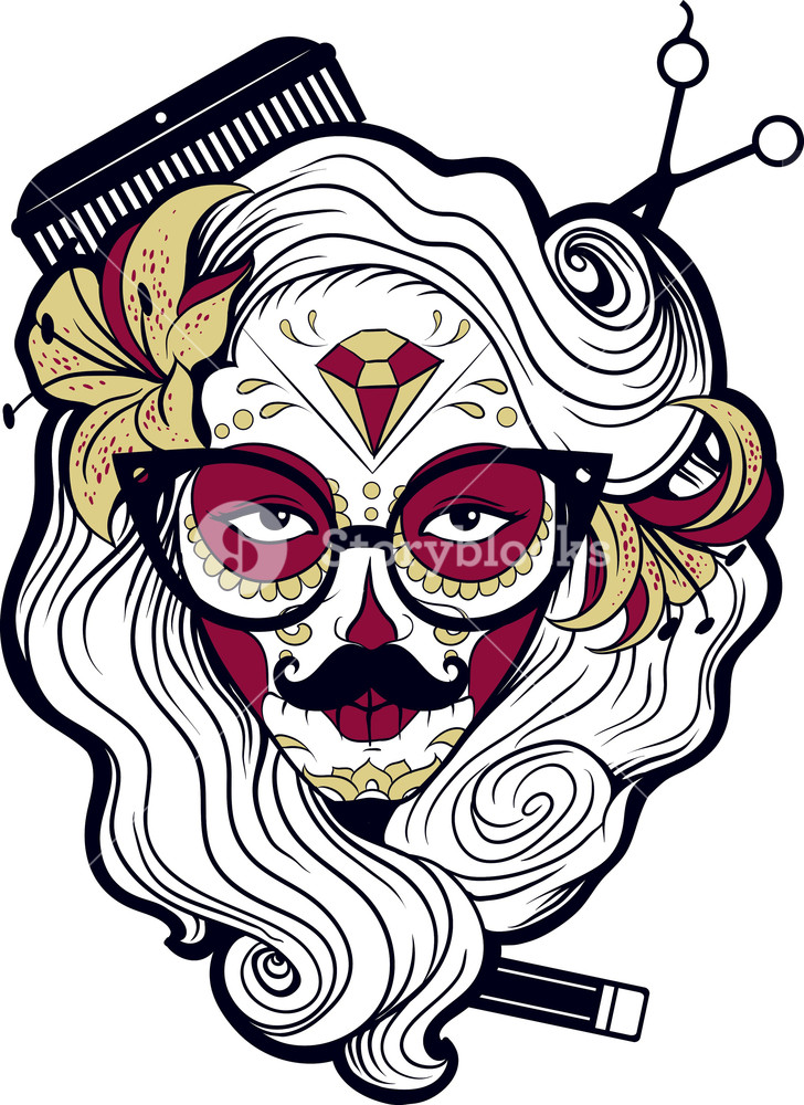 Funny Sugar Skull Vector T Shirt Design Royalty Free Stock Image 728x1000 Funny Sugar Skull Vector T Shirt Design Royalty Free Stock Image