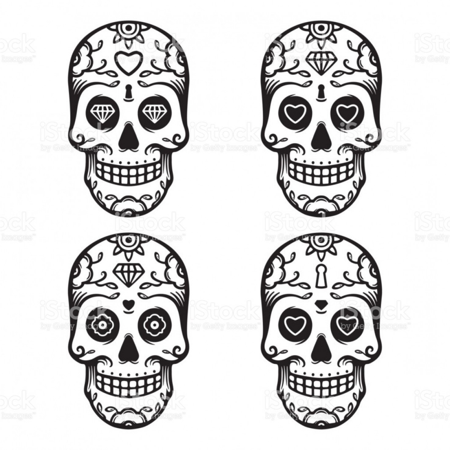 Monochrome Sugar Skulls Vector Set Gm Soidergi 1473x1473 Monochrome Sugar Skulls Vector Set Gm Soidergi