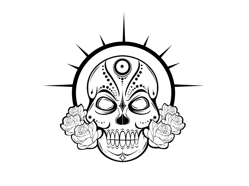 Radiant Sugar Skull Tattoo Style Vector Art 800x600 Radiant Sugar Skull Tattoo Style Vector Art