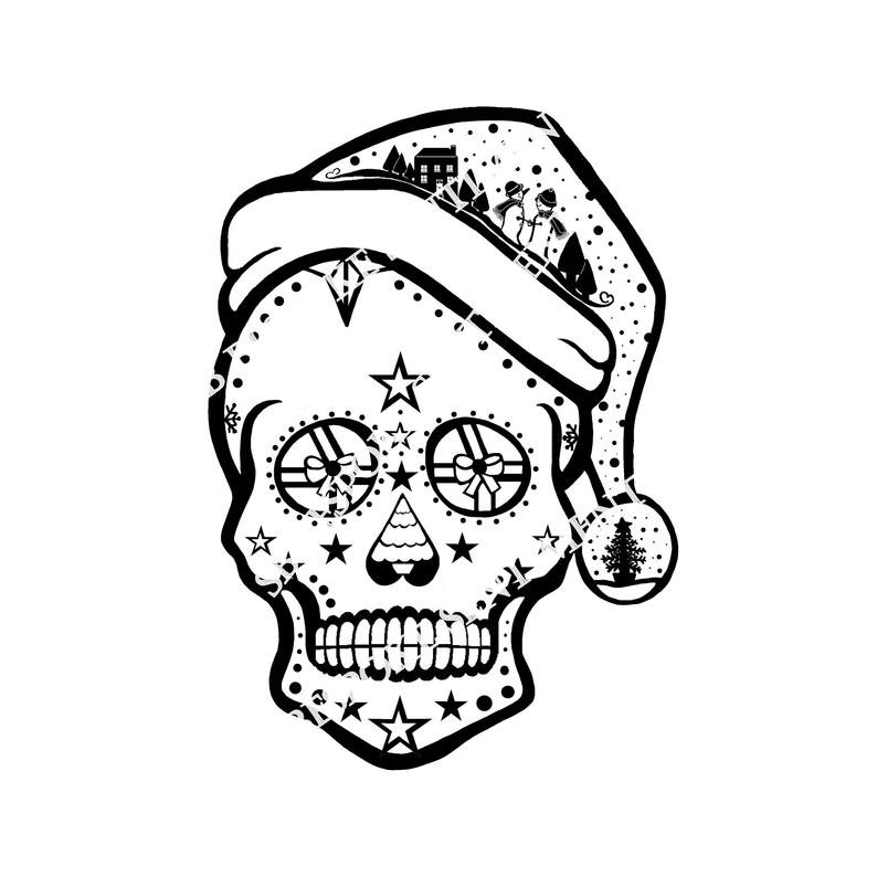 Santa Skull Christmas Skull Sugar Skull Santa Etsy 794x794 Santa Skull Christmas Skull Sugar Skull Santa Etsy