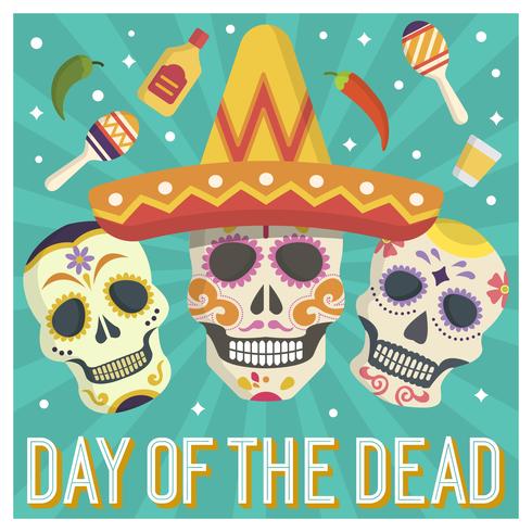 Flat Day Of The Dead Sugar Skull Calavera Vector Illustration 490x490 Flat Day Of The Dead Sugar Skull Calavera Vector Illustration