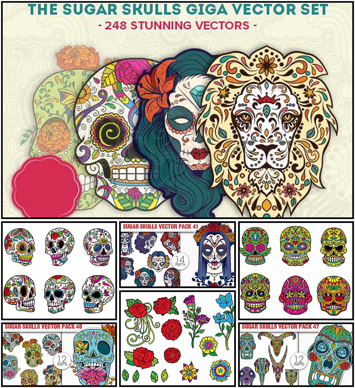 1200x1314 Sugar Skull Big Vector Pack Free Download