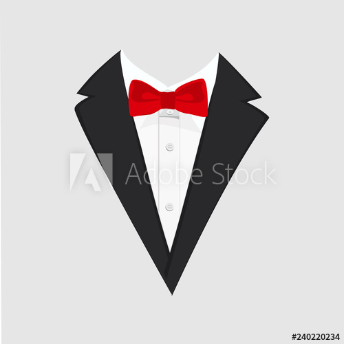 500x500 Men Jacket Tuxedo Wedding Suit With Bow Tie Vector Illustration