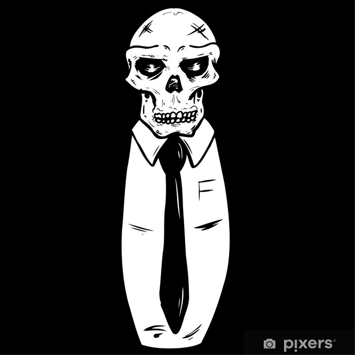 700x700 Skull Wearing A Suit And Tie Vector Illustration Poster Pixers