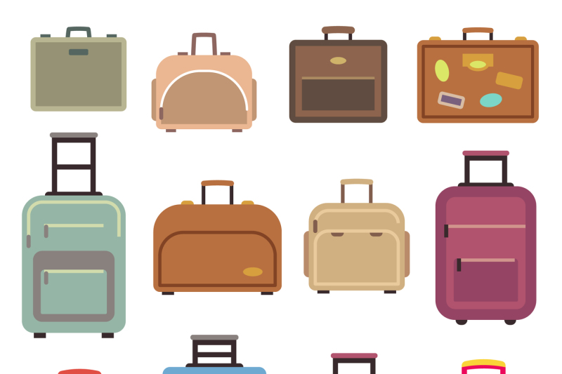 Travel Luggage Bag, Suitcase Vector Flat Icons 800x533 Travel Luggage Bag, Suitcase Vector Flat Icons