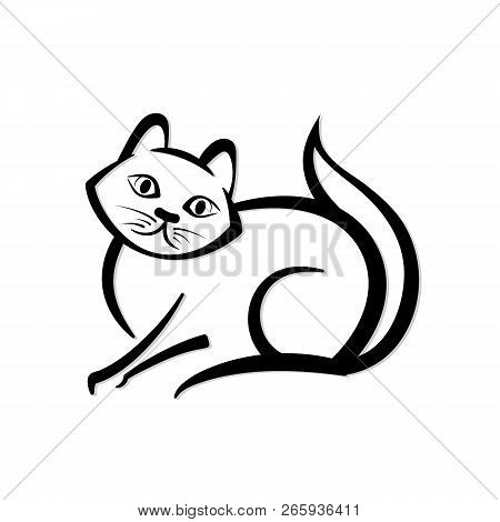 450x470 Summary Icon Of A Cat Black And White Easy Emblem Vector