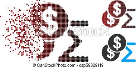 450x227 Disintegrating Pixel Halftone Money Summary Icon Vector Money