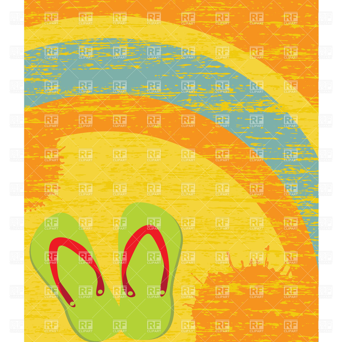 1200x1200 Beach Slippers On Shabby Summer Background Vector Image