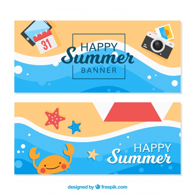 Happy Summer Banners With Elements In Flat Design Vector Free 626x626 Happy Summer Banners With Elements In Flat Design Vector Free