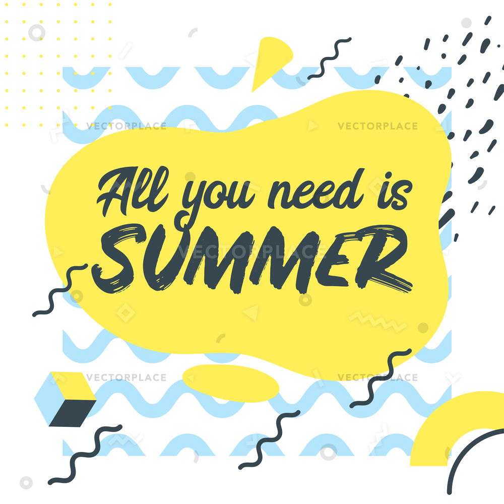 Memphis Style Summer Banner Template Text Vector Illustration 1000x1000 Memphis Style Summer Banner Template Text Vector Illustration