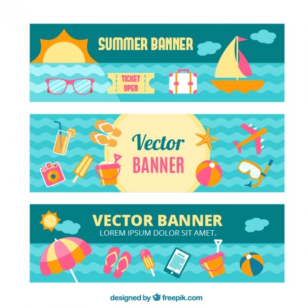 Summer Banners Set Vector Premium Download 626x626 Summer Banners Set Vector Premium Download