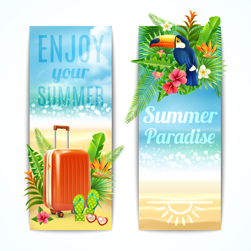 Beach Holiday Summer Banners Vector Free Download 500x500 Beach Holiday Summer Banners Vector Free Download