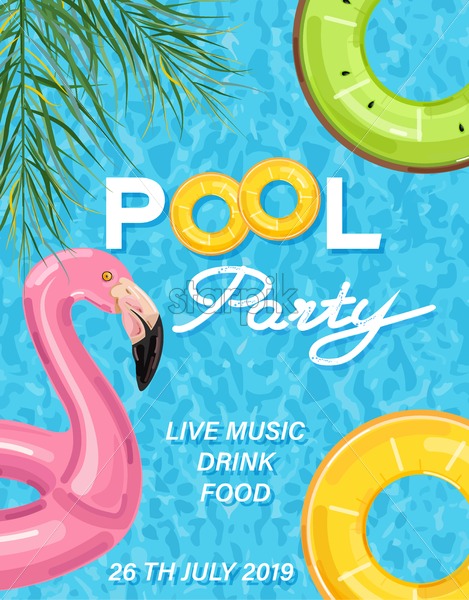 Summer Pool Party Poster With Flamingo Lifering Vector Summer 469x600 Summer Pool Party Poster With Flamingo Lifering Vector Summer