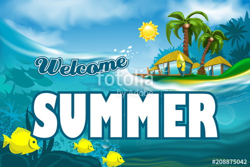 Welcome Summer Banner On Island Background Stock Image 500x334 Welcome Summer Banner On Island Background Stock Image