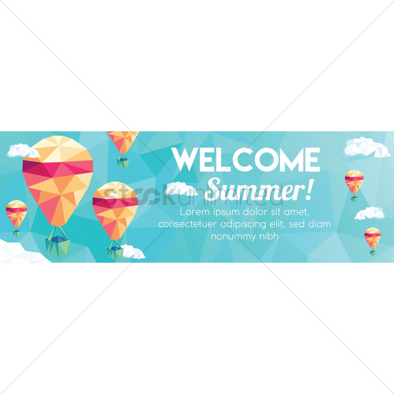 Faceted Welcome Summer Banner Vector Image 1300x1300 Faceted Welcome Summer Banner Vector Image
