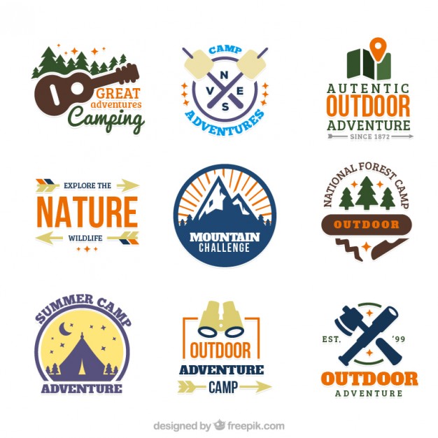626x626 Hand Drawn Colors Camp Logos Vector Free Download