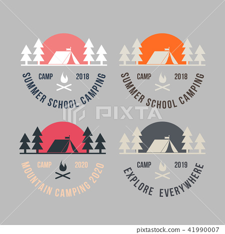 450x468 Summer Camp Badge Logo Vector Illustration