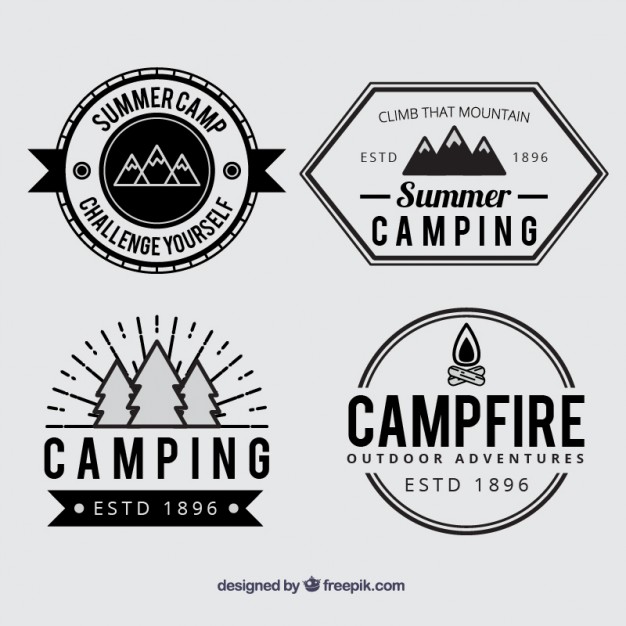 626x626 Summer Camp Badges In Black And White Vector Free Download