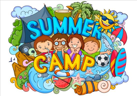 550x383 Summer Camp Doodle Vector Illustration Free Download