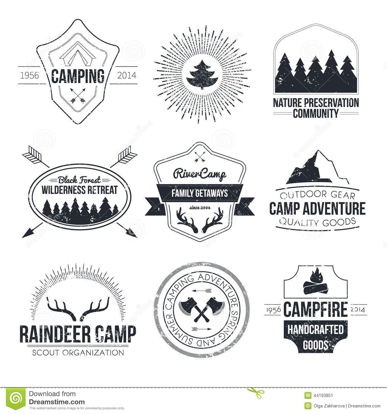 1300x1390 Vintage Summer Camp Logos