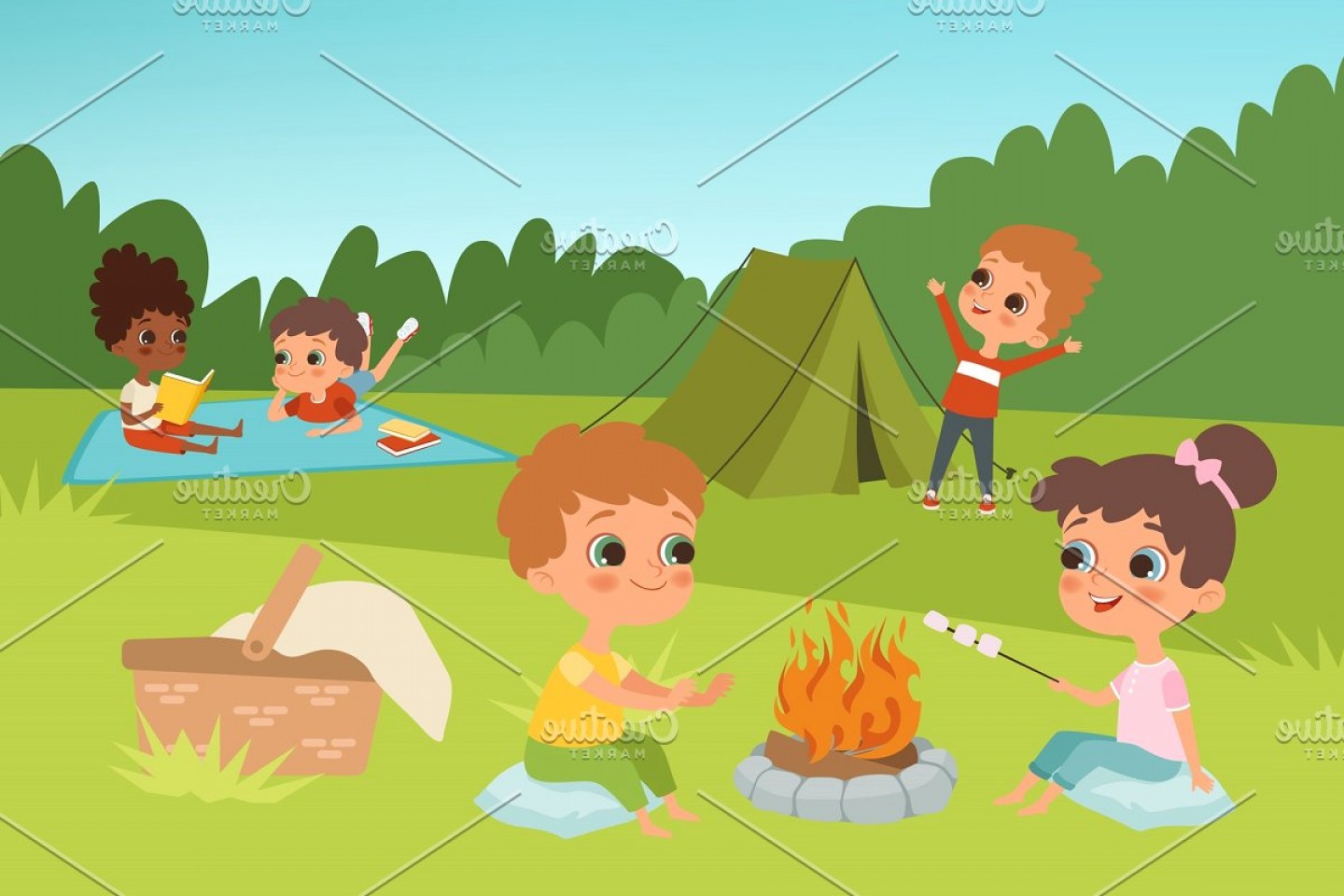 1440x960 Kids Summer Camp Vector Background Wallkeeper