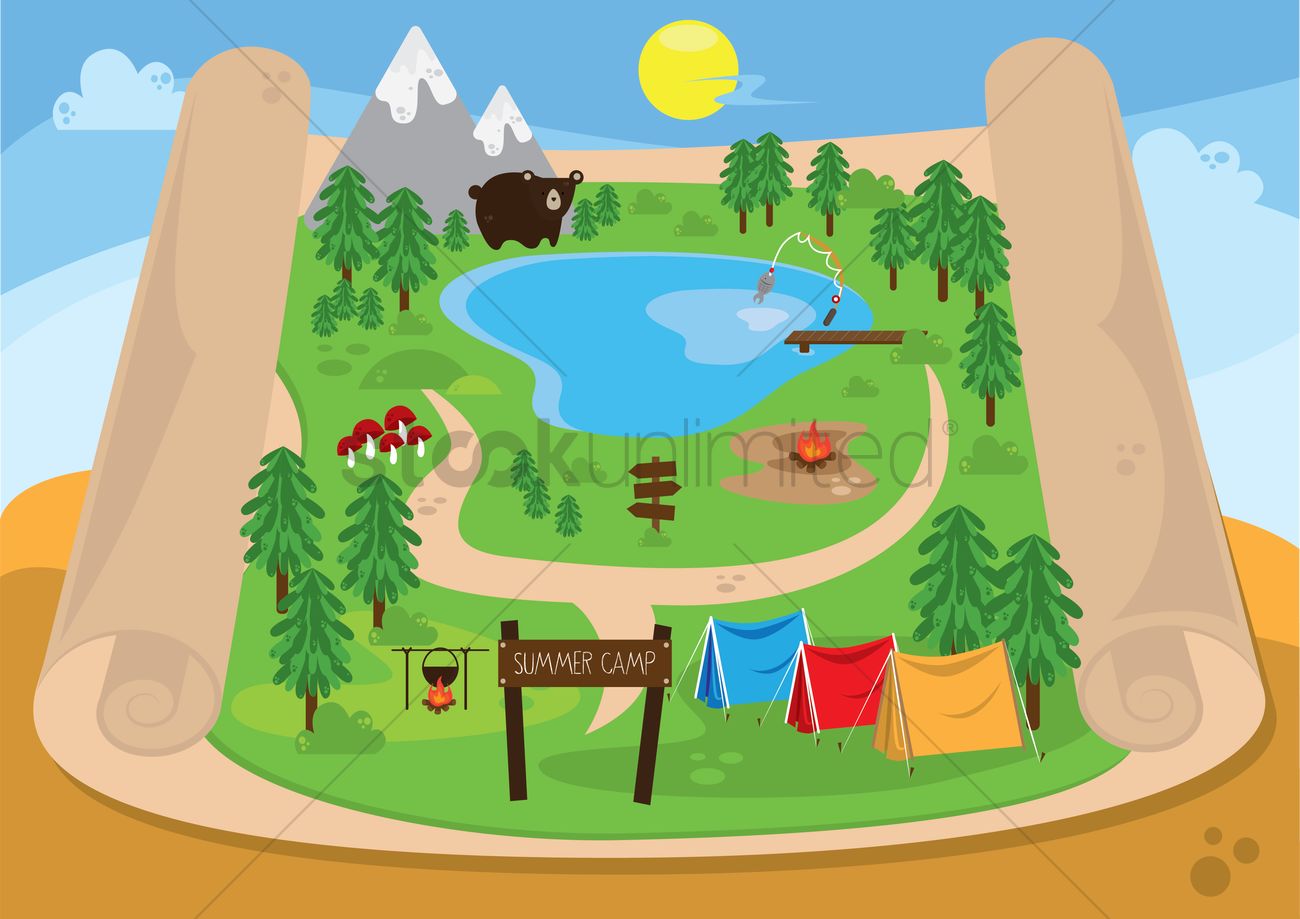 1300x919 Map Of Summer Camp Vector Image