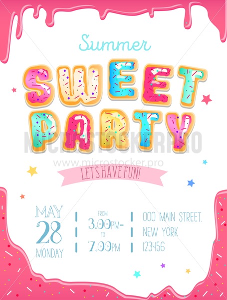 455x600 Party Cute Invitation Design Sweet Donut Party Poster