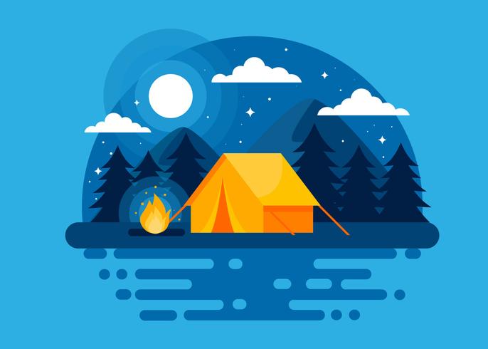 686x490 Summer Night Camp Vector