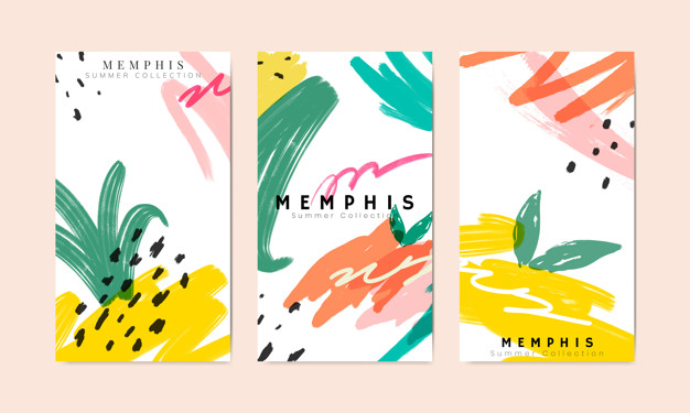 626x375 Memphis Summer Banner Collection Vector Vector Free Download