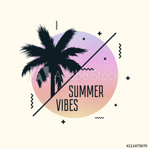 500x500 Summer Vibes Poster Design With Modern Graphics And Palm Tree