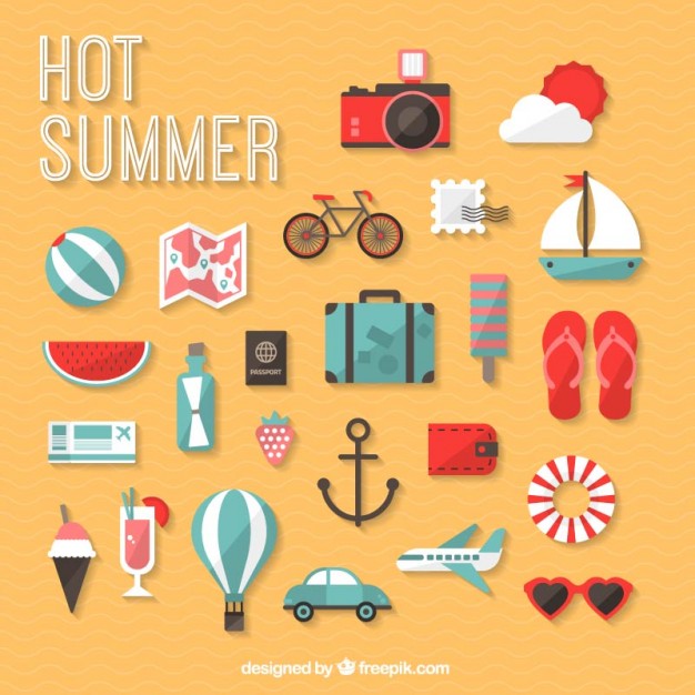 626x626 Hot Summer Icons Vector Free Download