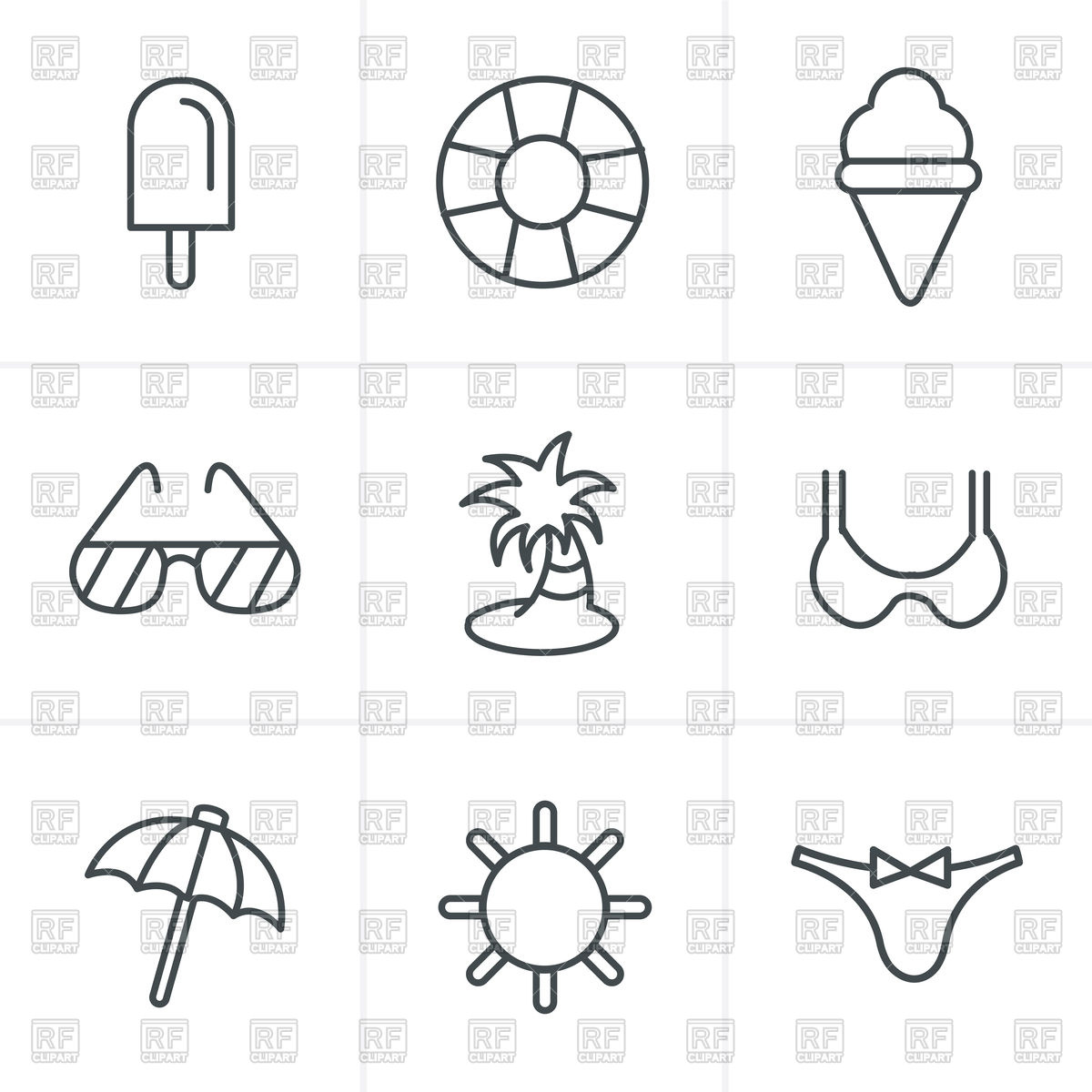1200x1200 Line Style Summer Icons Set Vector Image Of Travel Iconmama
