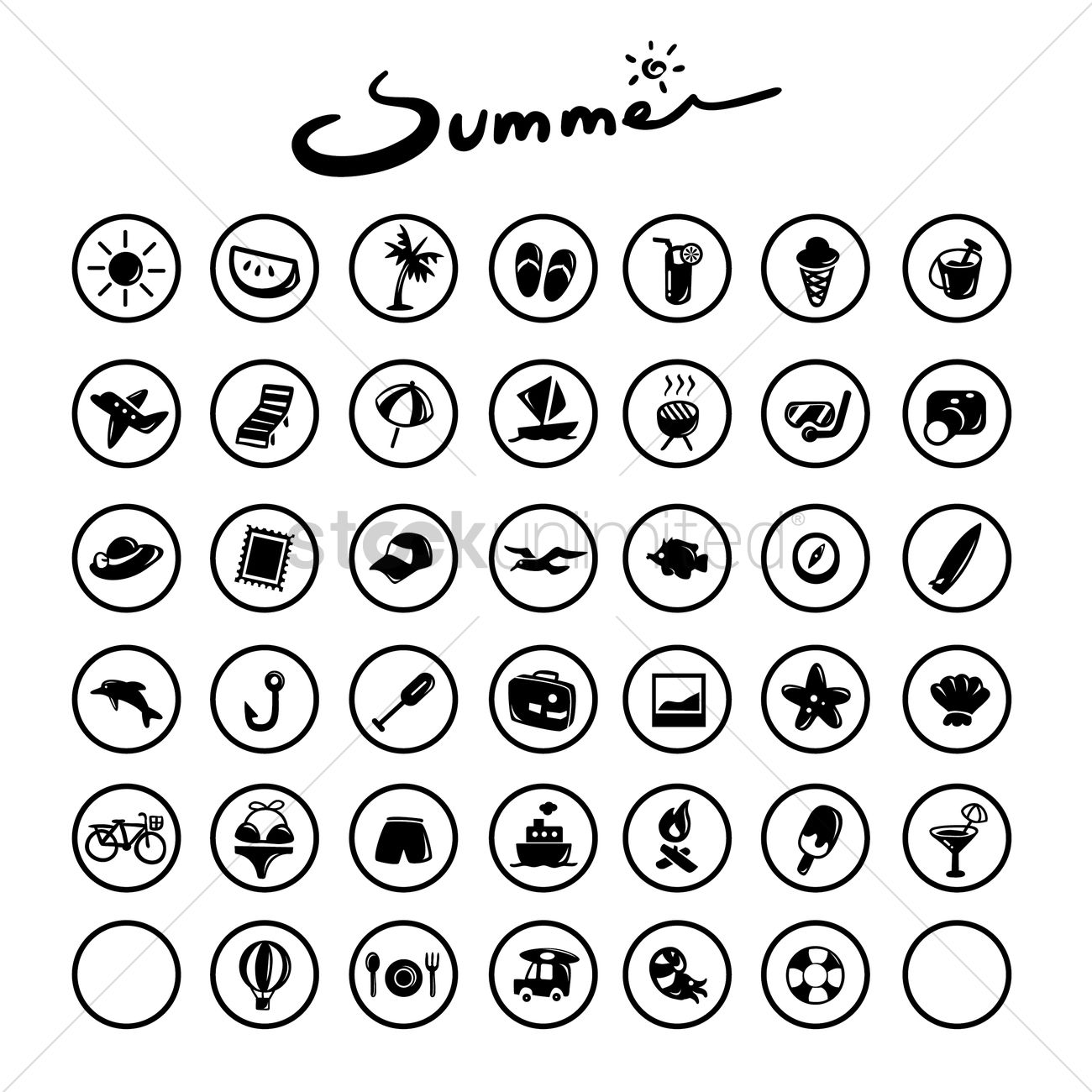 1300x1300 Set Of Summer Icons Vector Image